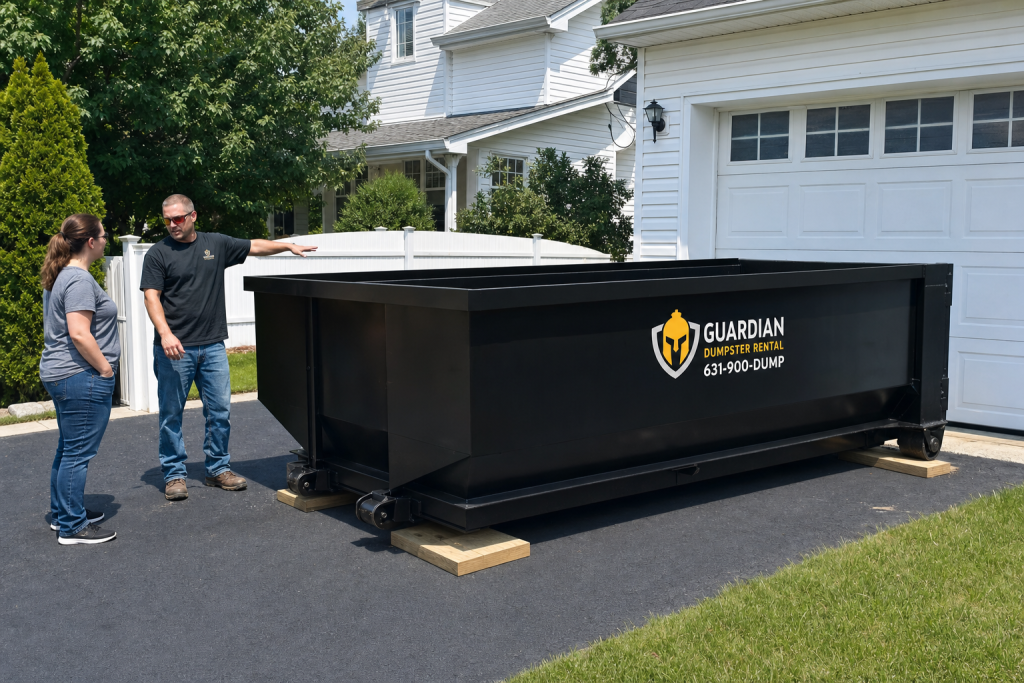 10 Yard Dumpster Rental Commack Bay Shore, NY — Will a 10 yard container fit in my Bay Shore driveway?.