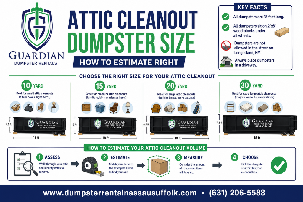Attic Cleanout Dumpster Size Infographic