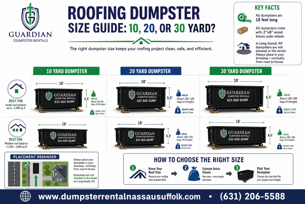 Roofing Dumpster Size Infographic