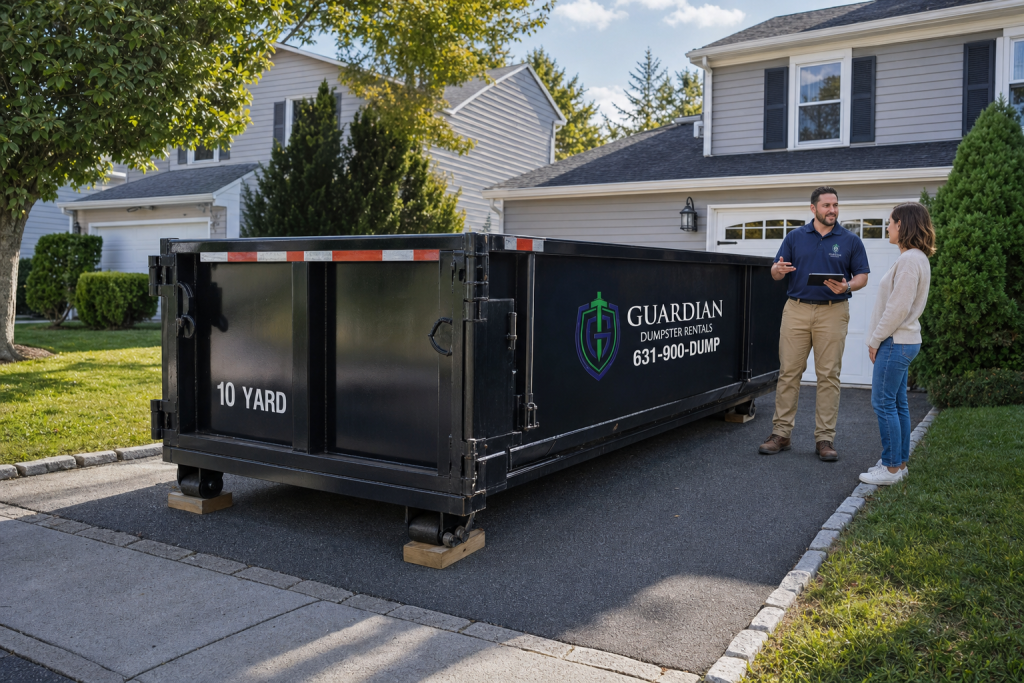 10 Yard Dumpster Rental Amittyville Amityville — What size projects is a 10 yard container right for, and when should I go bigger?.