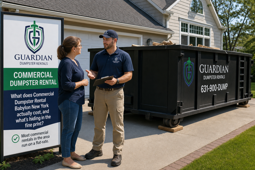 Commercial Dumpster Rental Babylon, NEW YORK — What does Commercial Dumpster Rental Babylon New York actually cost, and what's hiding in the fine print?. Most commercial rentals in the area run on a flat-rat.