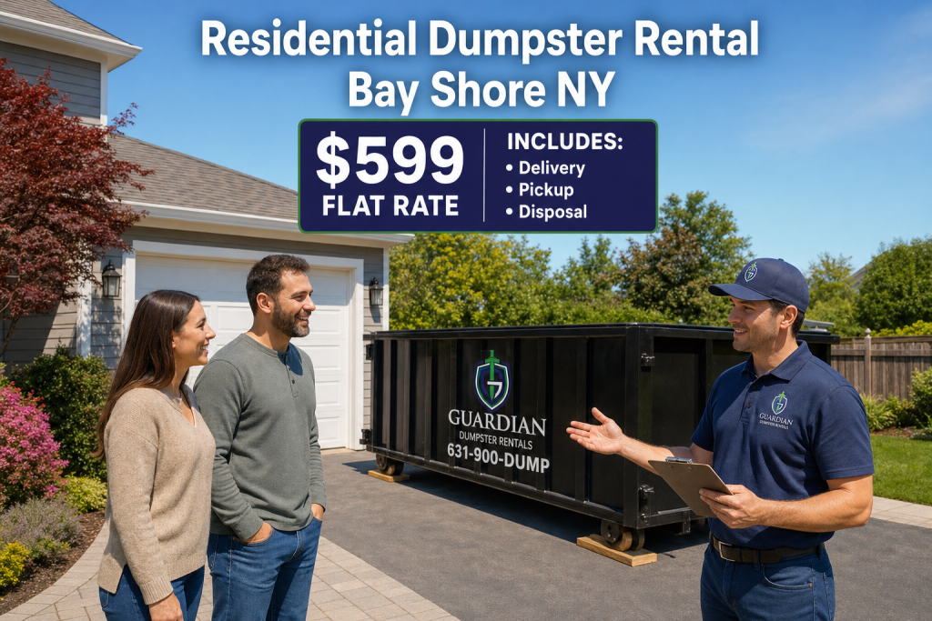 Residential Dumpster Rental Bay Shore NY — What should Residential Dumpster Rental Bay Shore NY New York cost, and what's actually included?. The honest answer: a flat rate that covers delivery, pickup,.