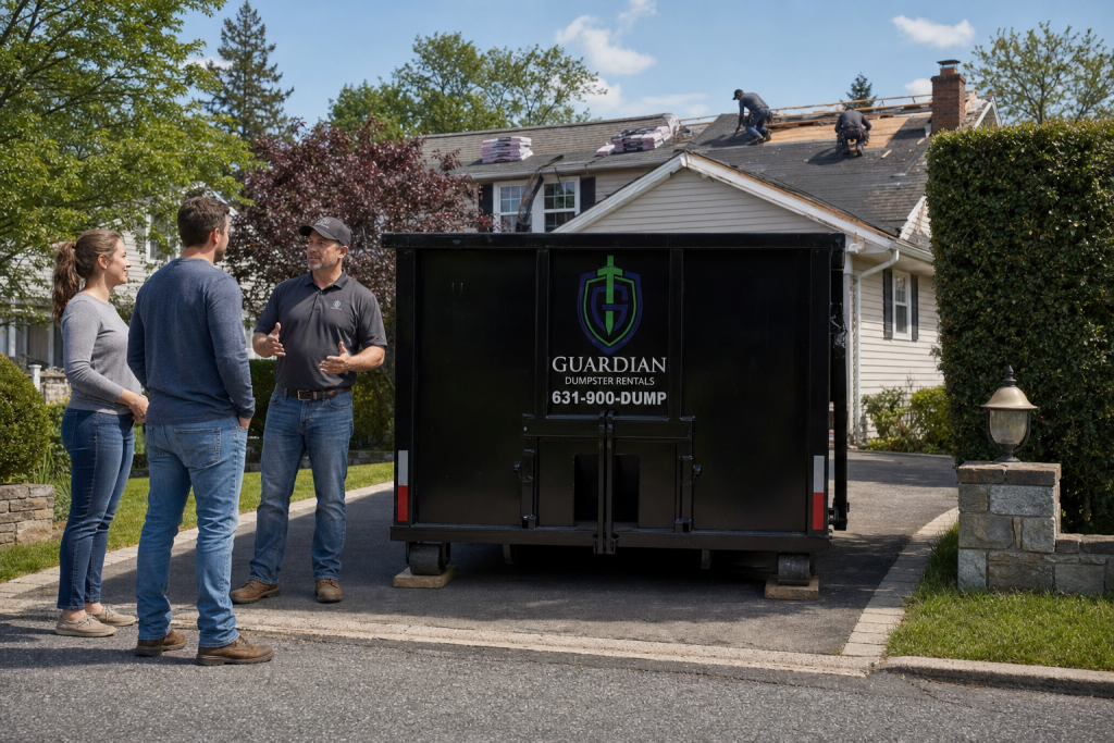 Roofing Dumpster Rental Babylon NY — How much does Roofing Dumpster Rental Babylon NY New York actually cost — and what's included?. Pricing is flat-rate and depends on container size and included.
