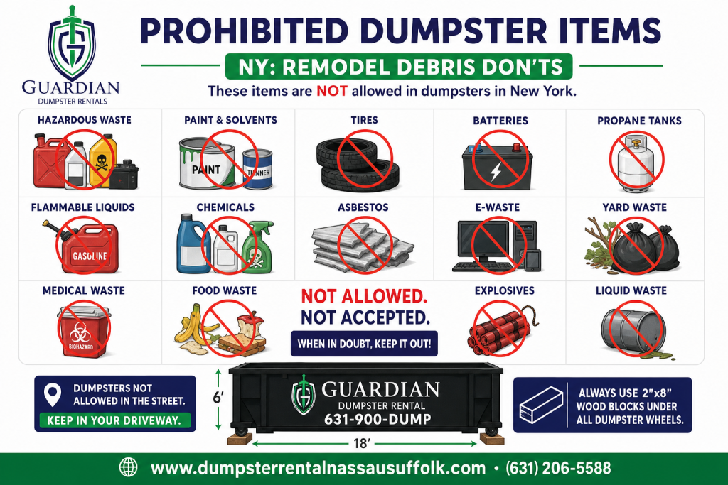 Prohibited Dumpster Items Infographic