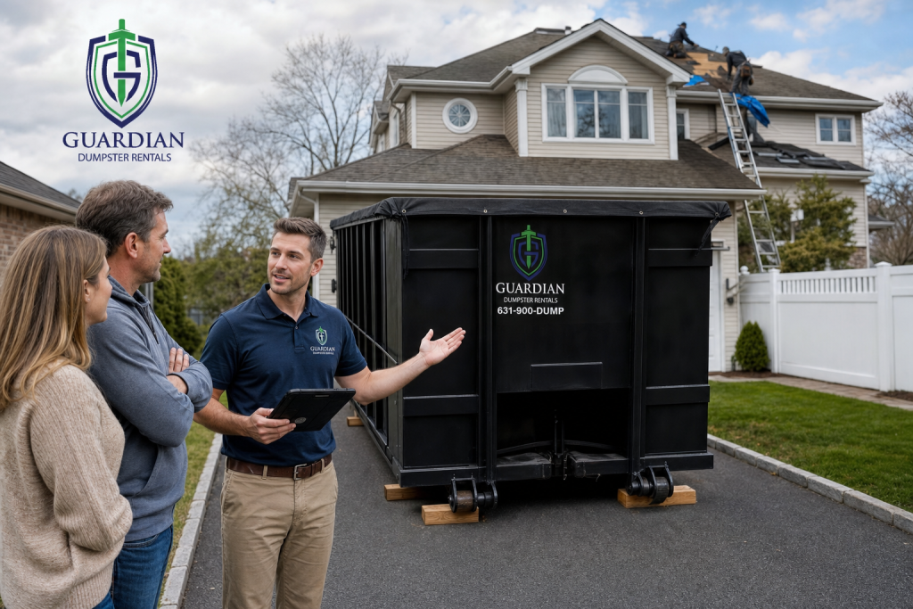 Roofing Dumpster Rental Commack NY — Can a roll-off dumpster sit in my driveway without damaging it?.